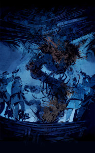 A troll attacking a train.